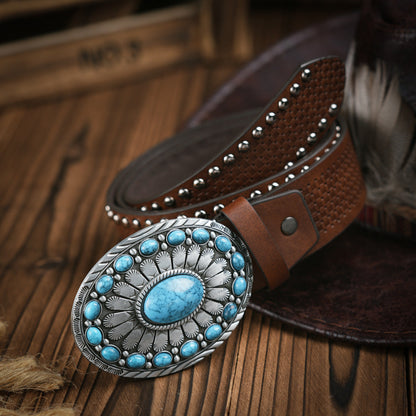 Niki | Men's Western-style – Vegan Leather Belt with Solid Metal Buckle