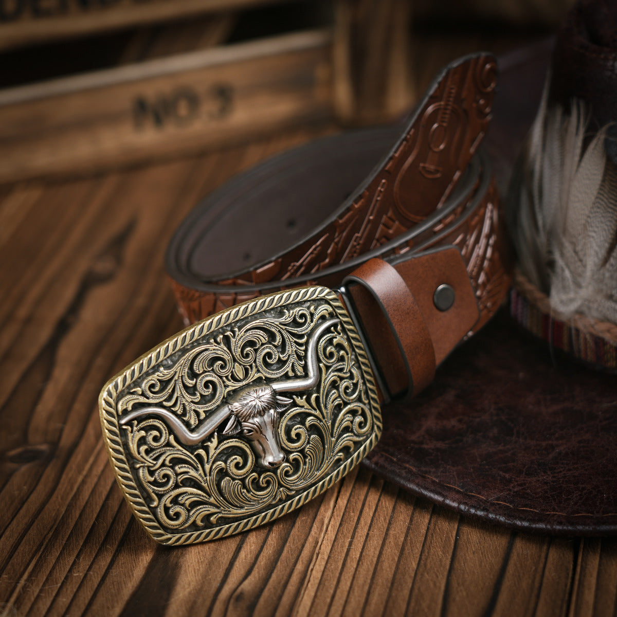 Niki | Men's Western-style – Vegan Leather Belt with Solid Metal Buckle