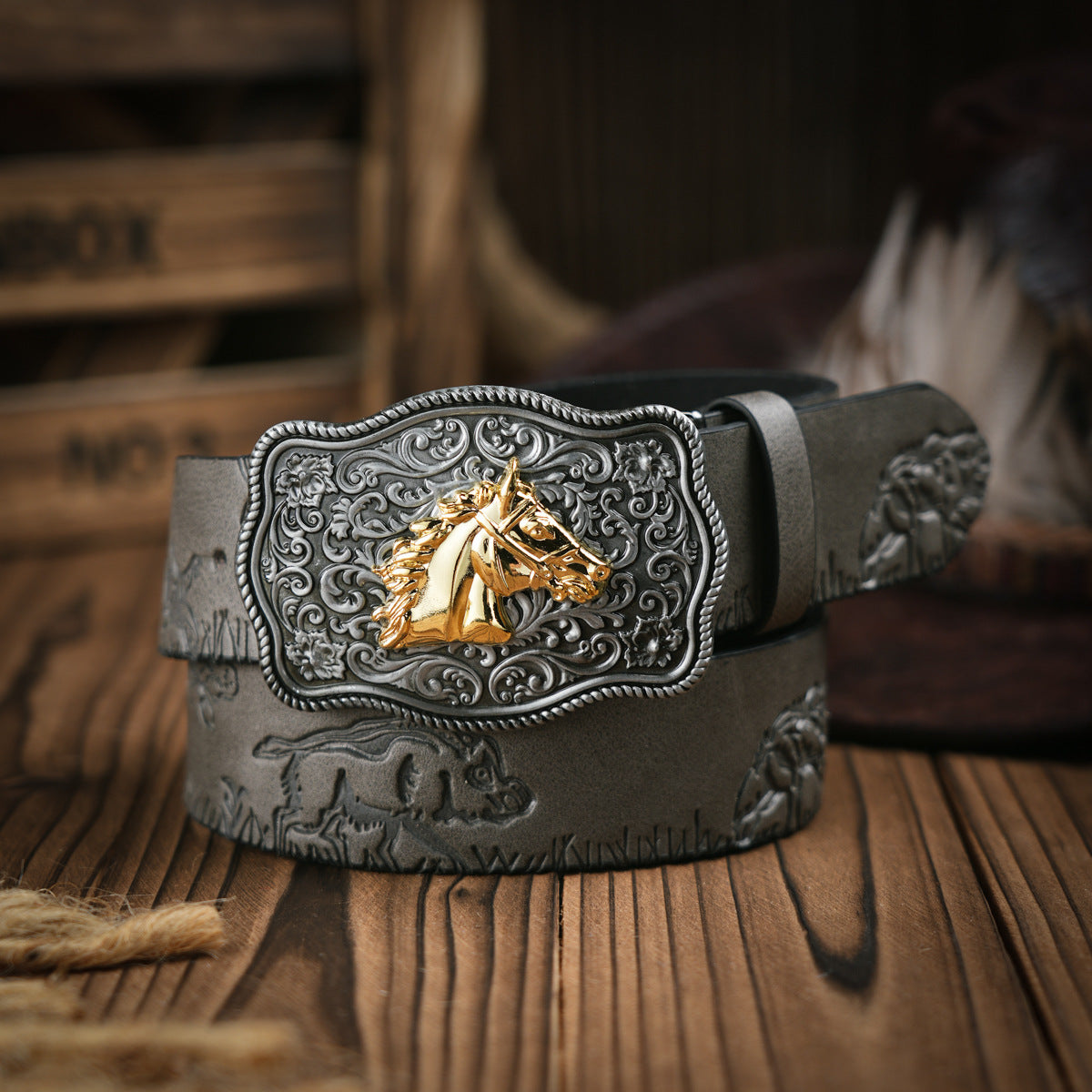 Niki | Men's Western-style – Vegan Leather Belt with Solid Metal Buckle