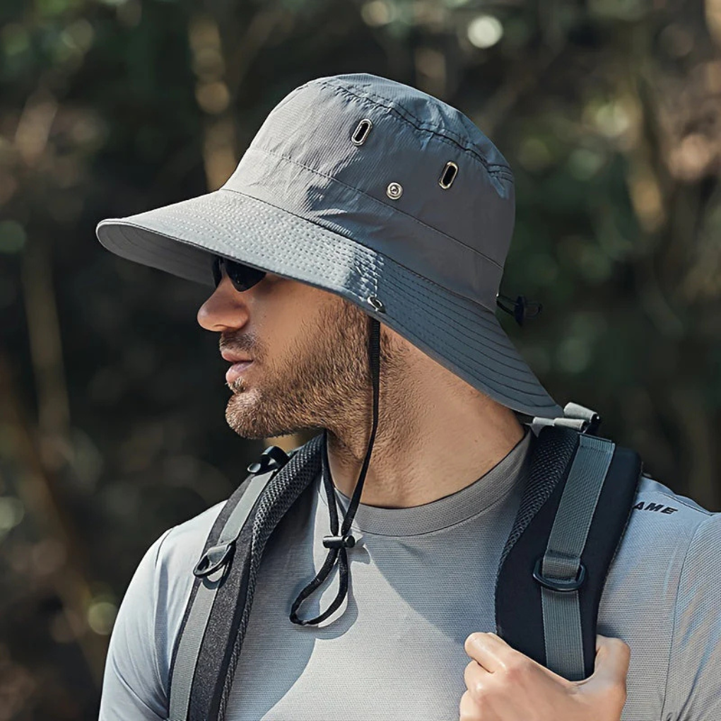 Niki | Men's Wide Brim Sun Hat with Chin Cord