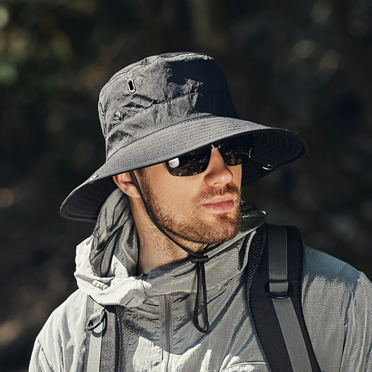 Niki | Men's Wide Brim Sun Hat with Chin Cord