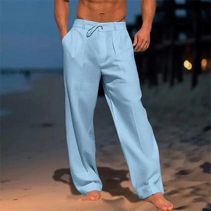 Men's Linen Drawstring Trousers - Relaxed Fit