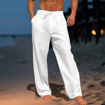 Men's Linen Drawstring Trousers - Relaxed Fit