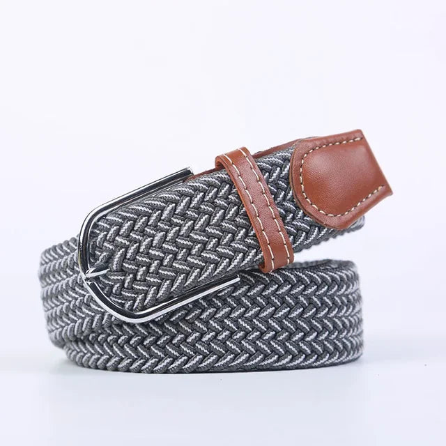 Niki | Men's Woven Stretch Belt with Faux Leather Accents