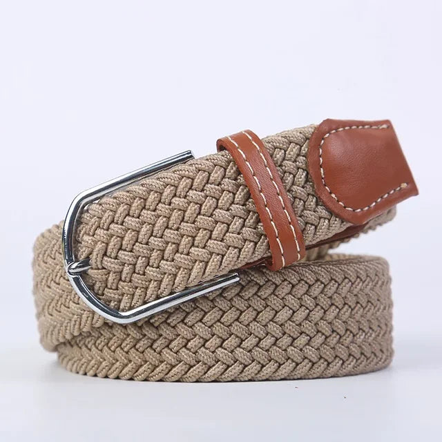 Niki | Men's Woven Stretch Belt with Faux Leather Accents