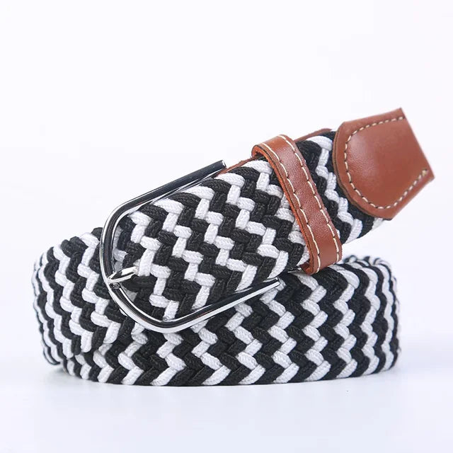 Niki | Men's Woven Stretch Belt with Faux Leather Accents
