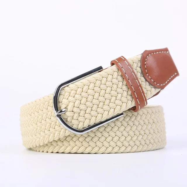 Niki | Men's Woven Stretch Belt with Faux Leather Accents