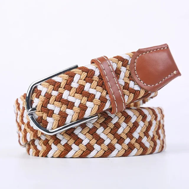 Niki | Men's Woven Stretch Belt with Faux Leather Accents