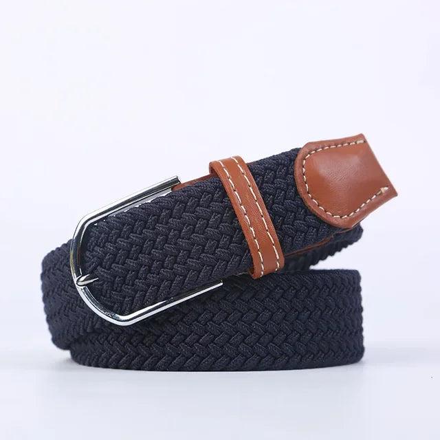 Niki | Men's Woven Stretch Belt with Faux Leather Accents