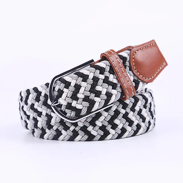 Niki | Men's Woven Stretch Belt with Faux Leather Accents