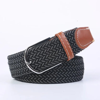 Niki | Men's Woven Stretch Belt with Faux Leather Accents