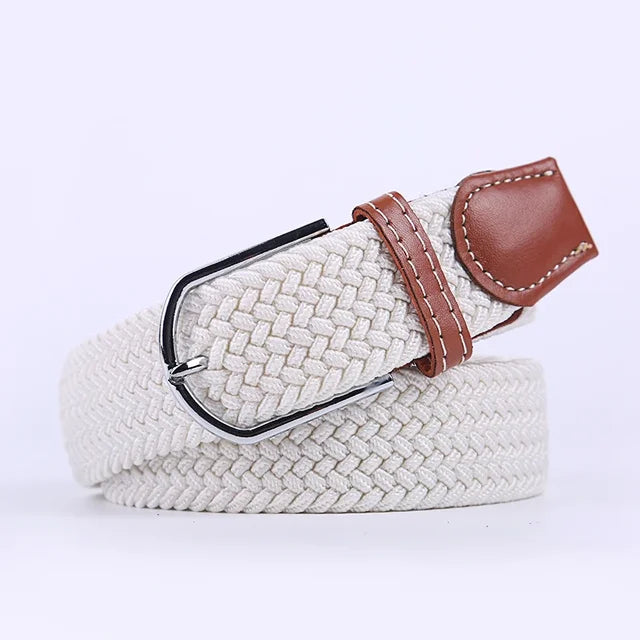 Niki | Men's Woven Stretch Belt with Faux Leather Accents