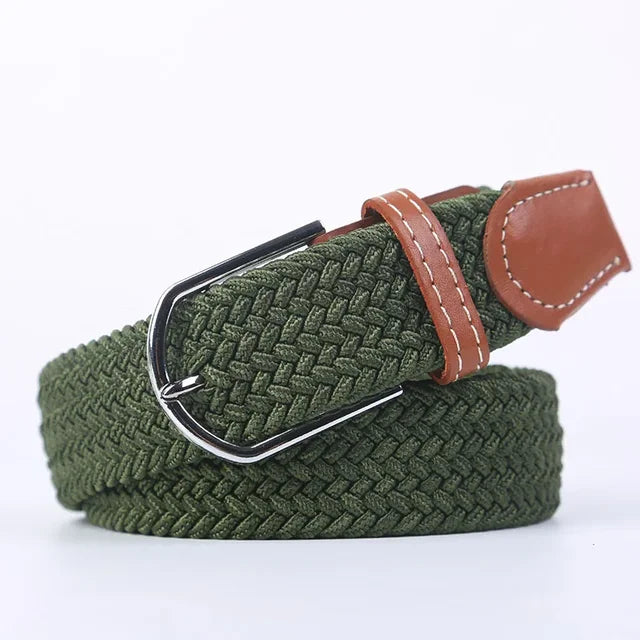 Niki | Men's Woven Stretch Belt with Faux Leather Accents
