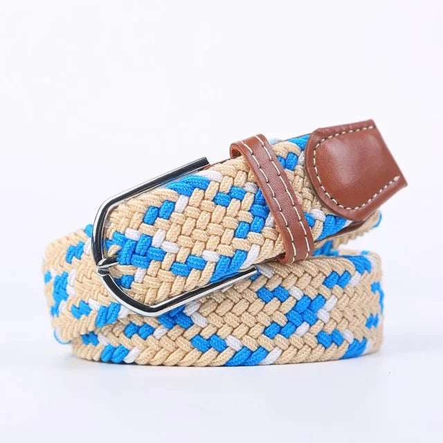 Niki | Men's Woven Stretch Belt with Faux Leather Accents