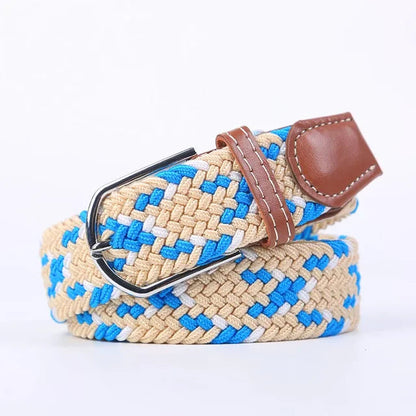 Niki | Men's Woven Stretch Belt with Faux Leather Accents