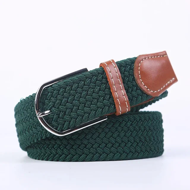 Niki | Men's Woven Stretch Belt with Faux Leather Accents