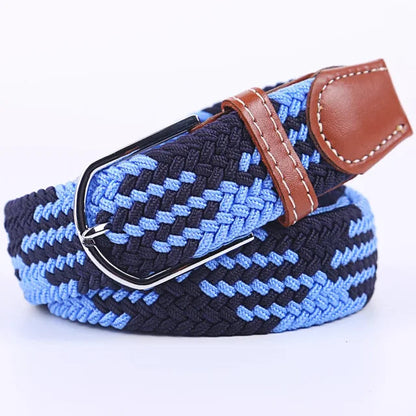 Niki | Men's Woven Stretch Belt with Faux Leather Accents