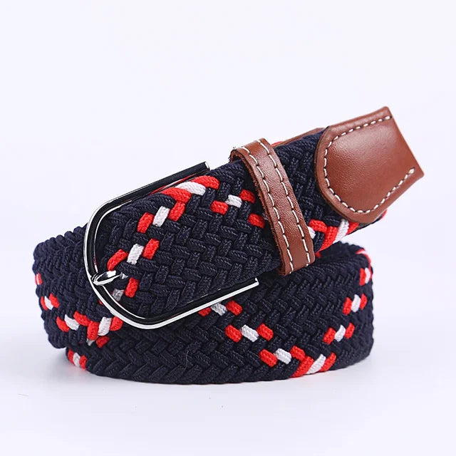 Niki | Men's Woven Stretch Belt with Faux Leather Accents