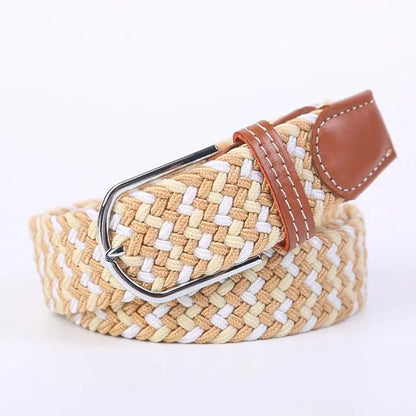 Niki | Men's Woven Stretch Belt with Faux Leather Accents