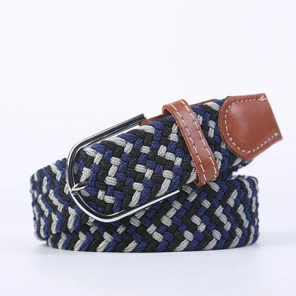 Niki | Men's Woven Stretch Belt with Faux Leather Accents