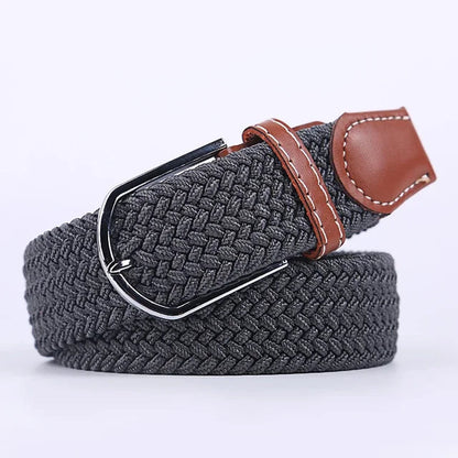 Niki | Men's Woven Stretch Belt with Faux Leather Accents