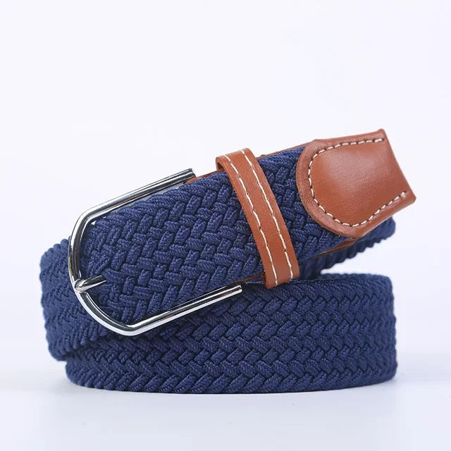 Niki | Men's Woven Stretch Belt with Faux Leather Accents