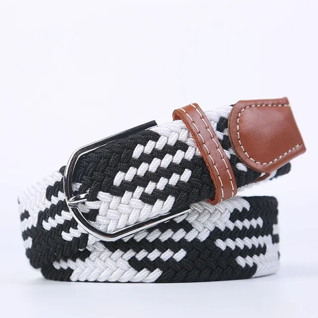 Niki | Men's Woven Stretch Belt with Faux Leather Accents