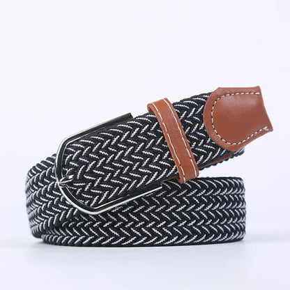 Niki | Men's Woven Stretch Belt with Faux Leather Accents
