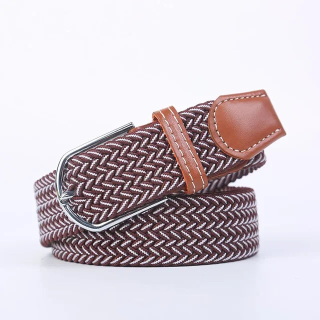 Niki | Men's Woven Stretch Belt with Faux Leather Accents