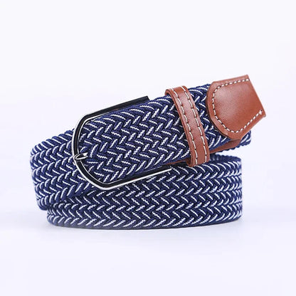 Niki | Men's Woven Stretch Belt with Faux Leather Accents