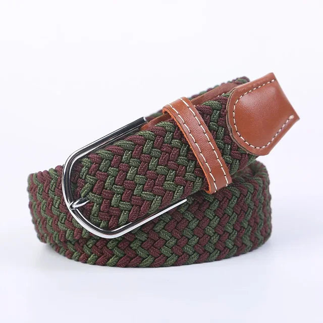 Niki | Men's Woven Stretch Belt with Faux Leather Accents