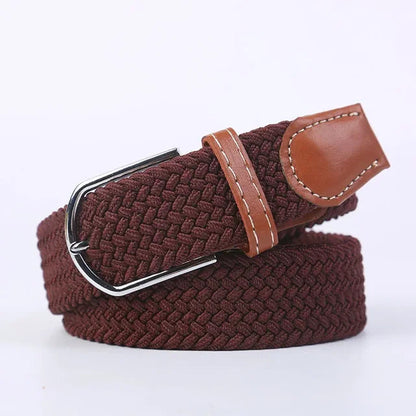 Niki | Men's Woven Stretch Belt with Faux Leather Accents