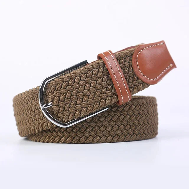 Niki | Men's Woven Stretch Belt with Faux Leather Accents