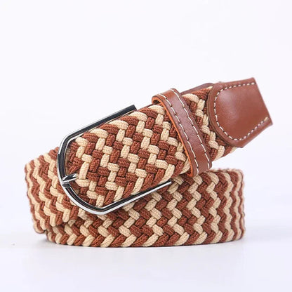 Niki | Men's Woven Stretch Belt with Faux Leather Accents