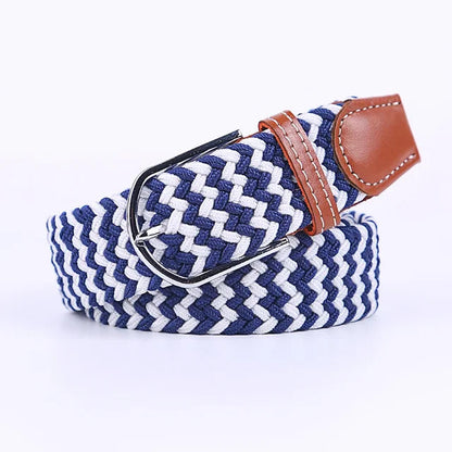 Niki | Men's Woven Stretch Belt with Faux Leather Accents