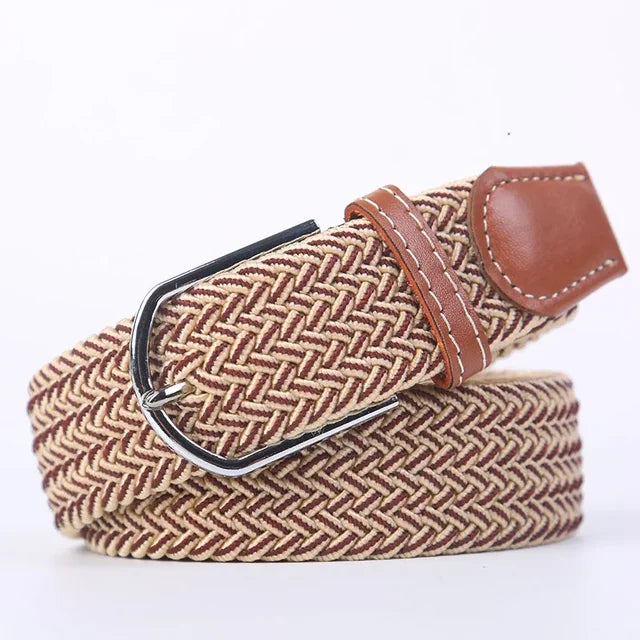 Niki | Men's Woven Stretch Belt with Faux Leather Accents