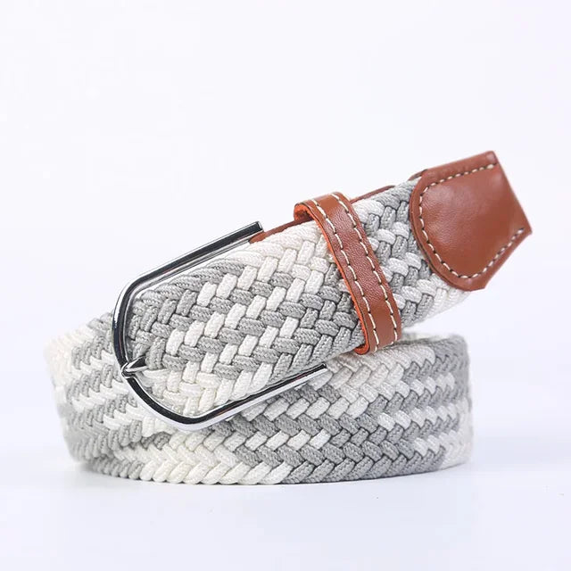 Niki | Men's Woven Stretch Belt with Faux Leather Accents