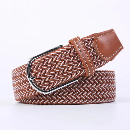 Niki | Men's Woven Stretch Belt with Faux Leather Accents