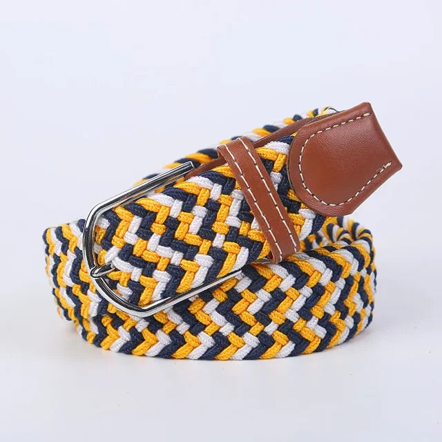 Niki | Men's Woven Stretch Belt with Faux Leather Accents