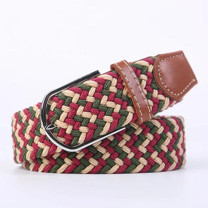 Niki | Men's Woven Stretch Belt with Faux Leather Accents