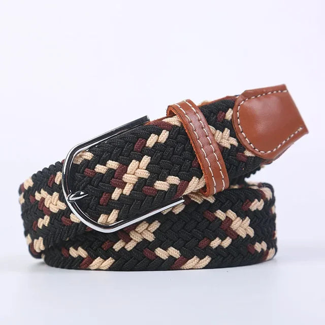 Niki | Men's Woven Stretch Belt with Faux Leather Accents