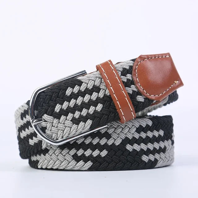Niki | Men's Woven Stretch Belt with Faux Leather Accents