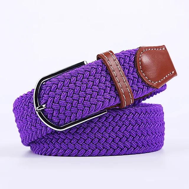 Niki | Men's Woven Stretch Belt with Faux Leather Accents