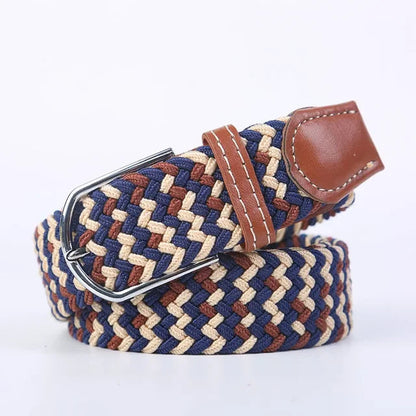 Niki | Men's Woven Stretch Belt with Faux Leather Accents