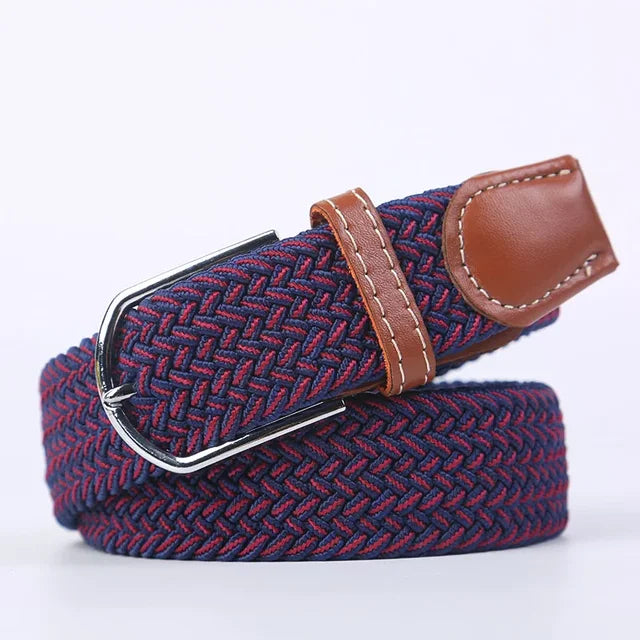 Niki | Men's Woven Stretch Belt with Faux Leather Accents