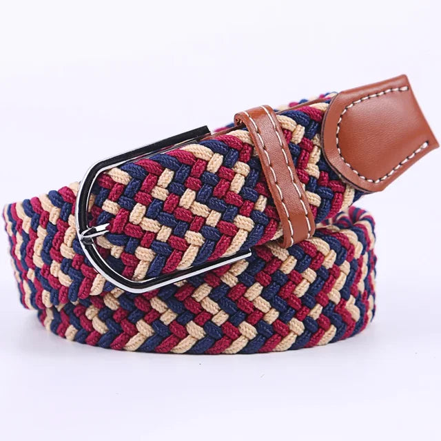 Niki | Men's Woven Stretch Belt with Faux Leather Accents