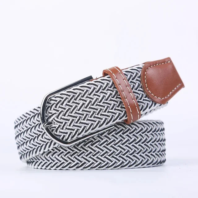 Niki | Men's Woven Stretch Belt with Faux Leather Accents