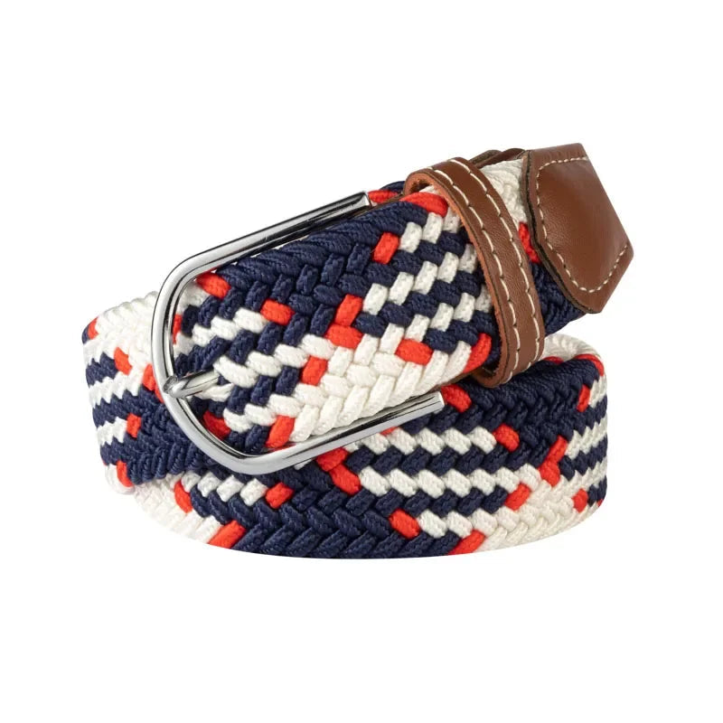 Niki | Men's Woven Stretch Belt with Faux Leather Accents