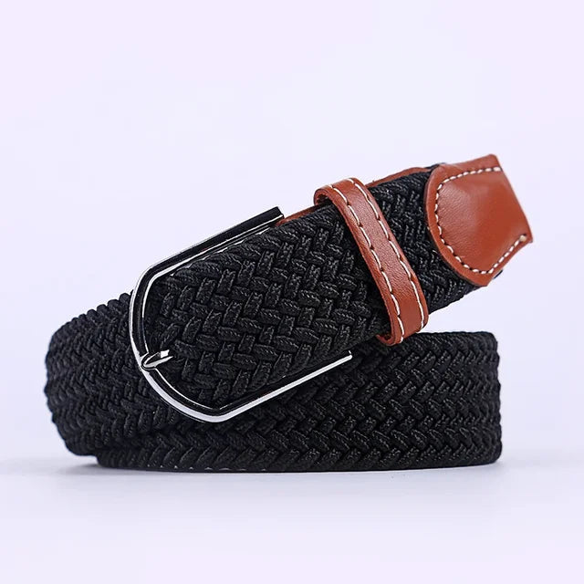 Niki | Men's Woven Stretch Belt with Faux Leather Accents