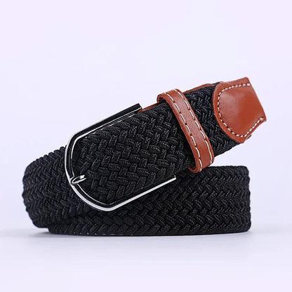 Niki | Men's Woven Stretch Belt with Faux Leather Accents